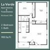 La Verde Apartments Two Bedroom One Bathroom Floor Plan